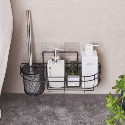 Wall-mounted toilet brush rack Iron bathroom toilet storage rack detachable No drilling